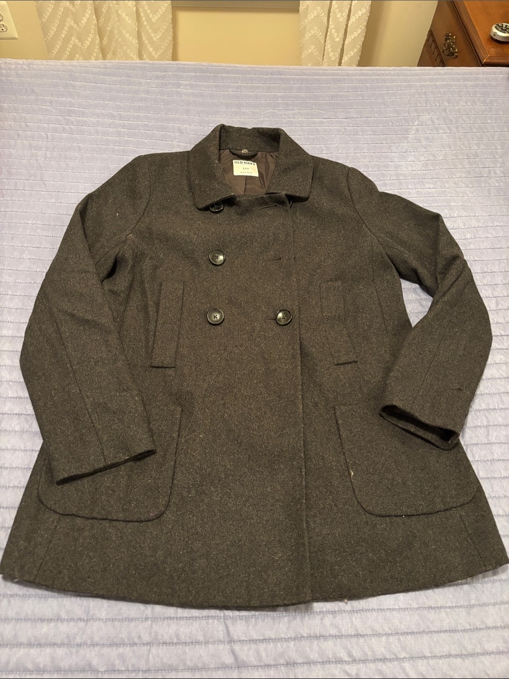 Old Navy Women's Double-Breasted Peacoat - Charcoal Gray